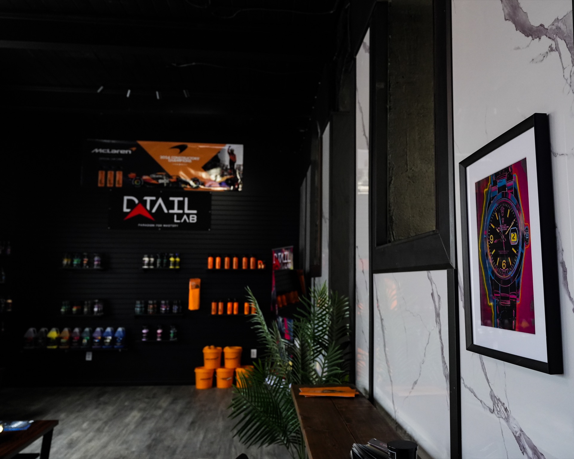 Studio bay and equipment at Detail Driven Niagara